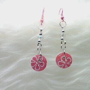 No. 102 Pretty handmade earrings with half-inch diameter buttons